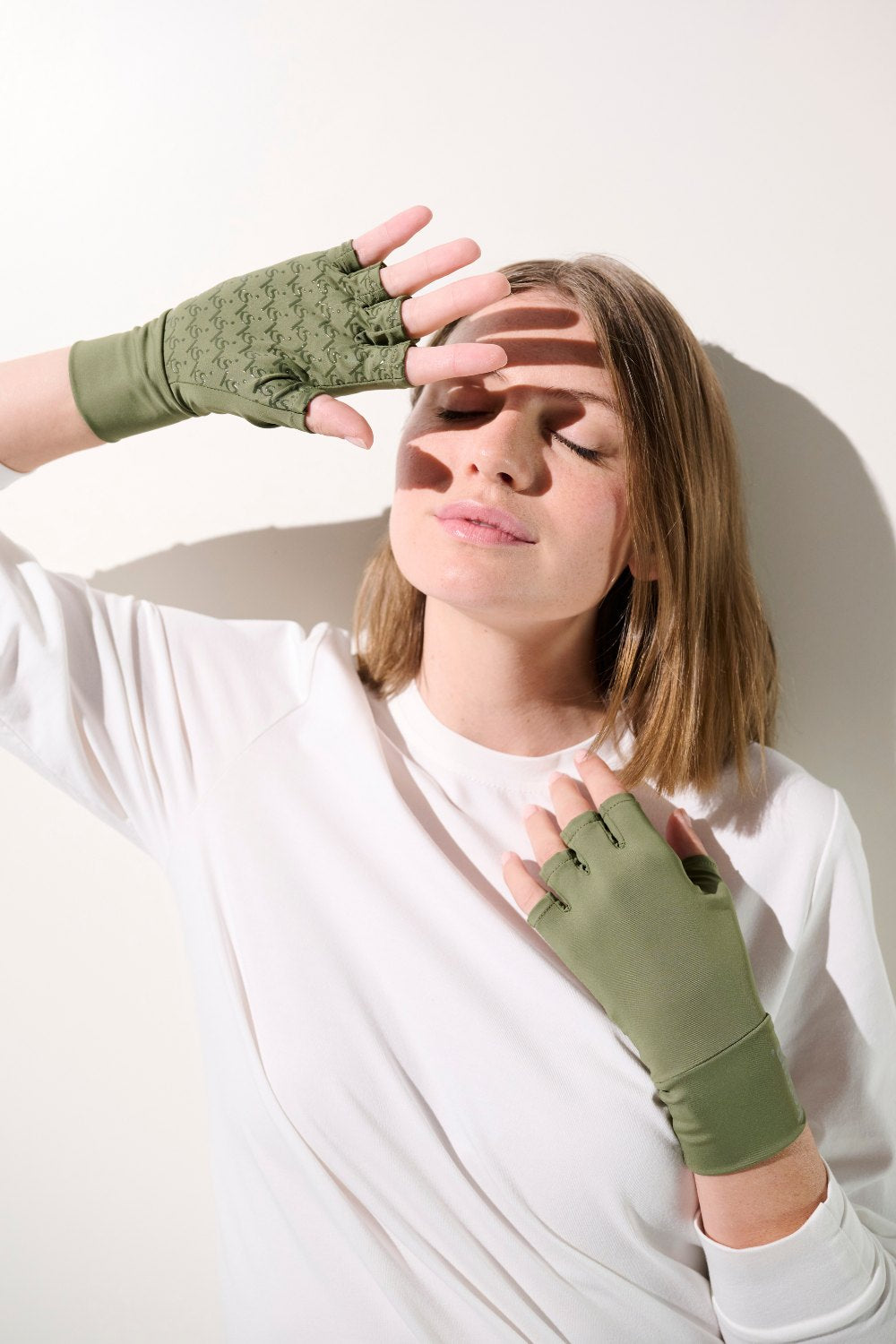 ärmel handschuhe UV Fingerlose Handschuhe Damen, Grün, Gobi, UPF 50+– Ker Sun Deutschland