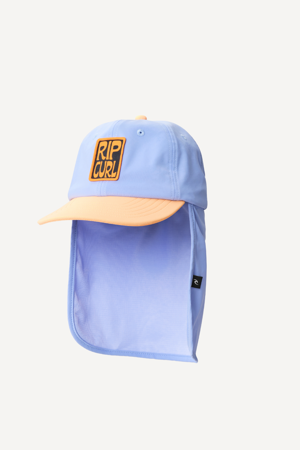 Chapeau de bain anti-UV bleu et orange avec rabat arrière, UPF 50+, pour protection solaire enfant par Rip Curl.