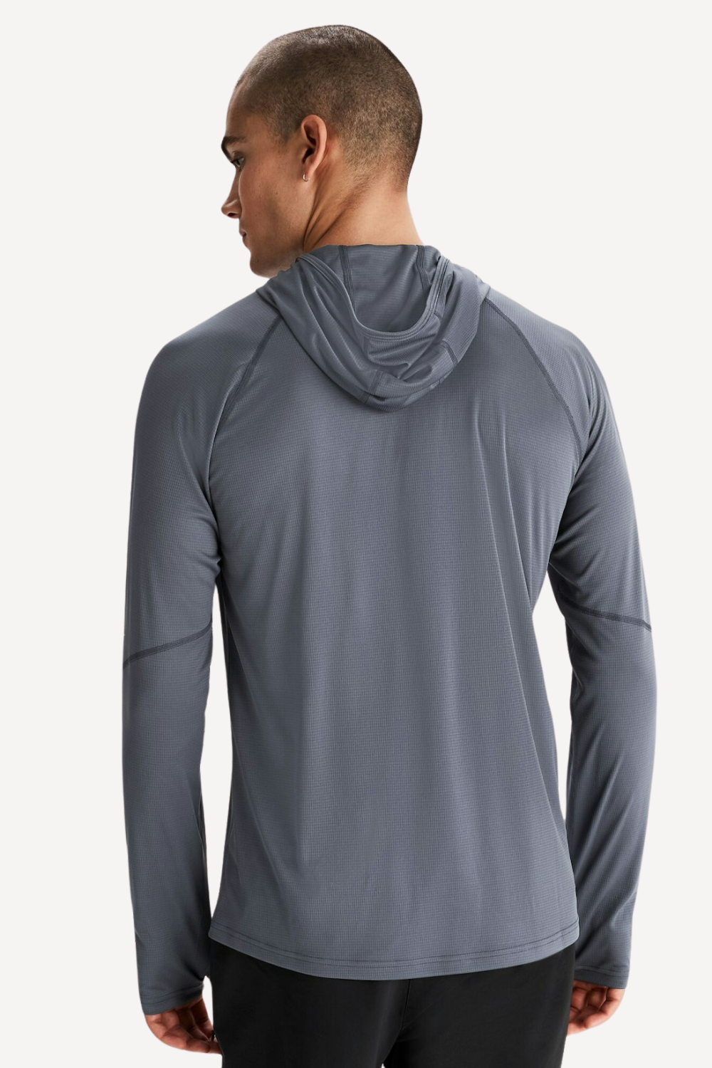 Sweat-shirt anti-UV pour homme, dos gris, respirant, UPF 50+ idéal pour activités en plein air.
