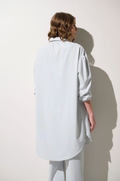 Chemise longue anti-UV - Sylt à rayures bleues pour femme, élégante et légère avec manches longues, parfaite pour le soleil.