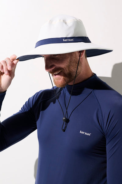 Chapeau de bain anti-UV - Galápagos, élégant et léger pour homme, UPF 50+ pour la protection solaire.