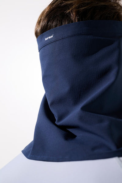 Cache-nuque anti-UV - Gobi en bleu foncé, léger et respirant pour protection solaire, marque Ker Sun.