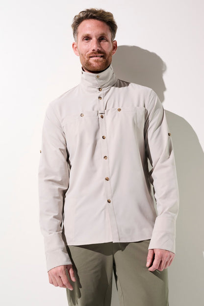 Chemise anti-UV Sequoia beige pour homme, légère et respirante, idéale pour des activités en plein air.