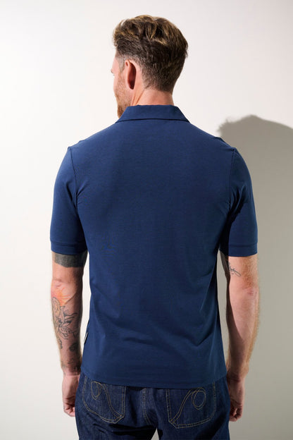 Polo anti-UV - Saint-Malo bleu pour homme, élégant et léger, protection solaire avec UPF 50+.