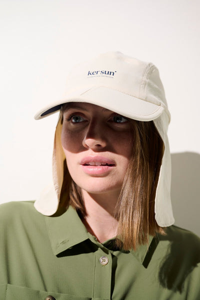 Casquette anti-UV Sequoia blanche Ker Sun, UPF 50+, idéale pour la protection solaire féminine lors d'activités en plein air.