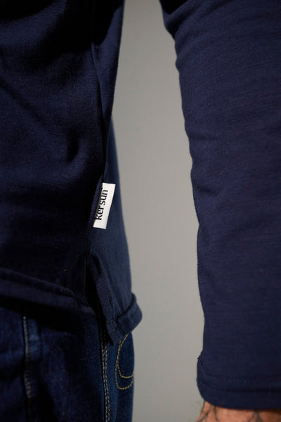 T-shirt anti-UV - La Rochelle bleu marine pour homme, manches longues, UPF 50+ pour protection solaire.
