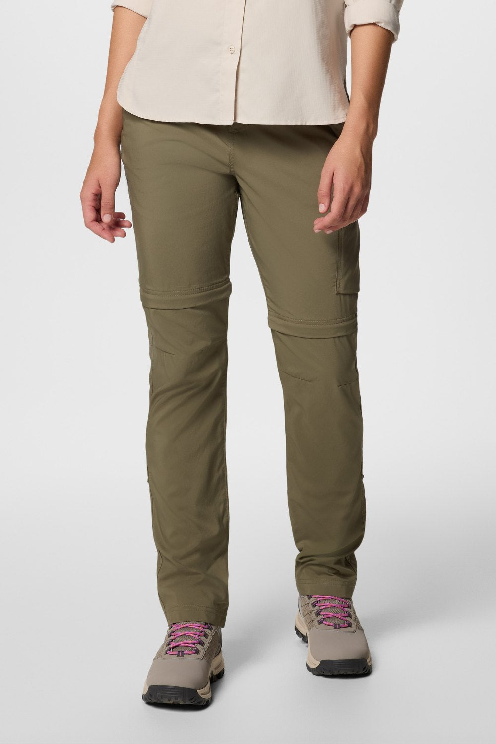 Pantalon de randonnée anti-UV convertible - Silver Ridge Utility pour femme, léger, couleur olive, protection UPF 50+.