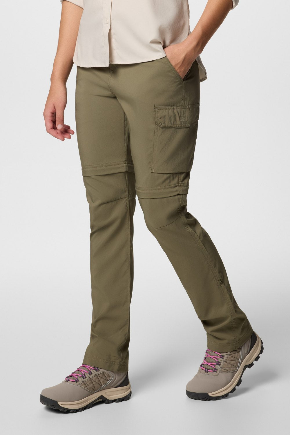 Pantalon de randonnée anti-UV convertible - Silver Ridge Utility pour femme, léger et UPF 50+, coloris olive.