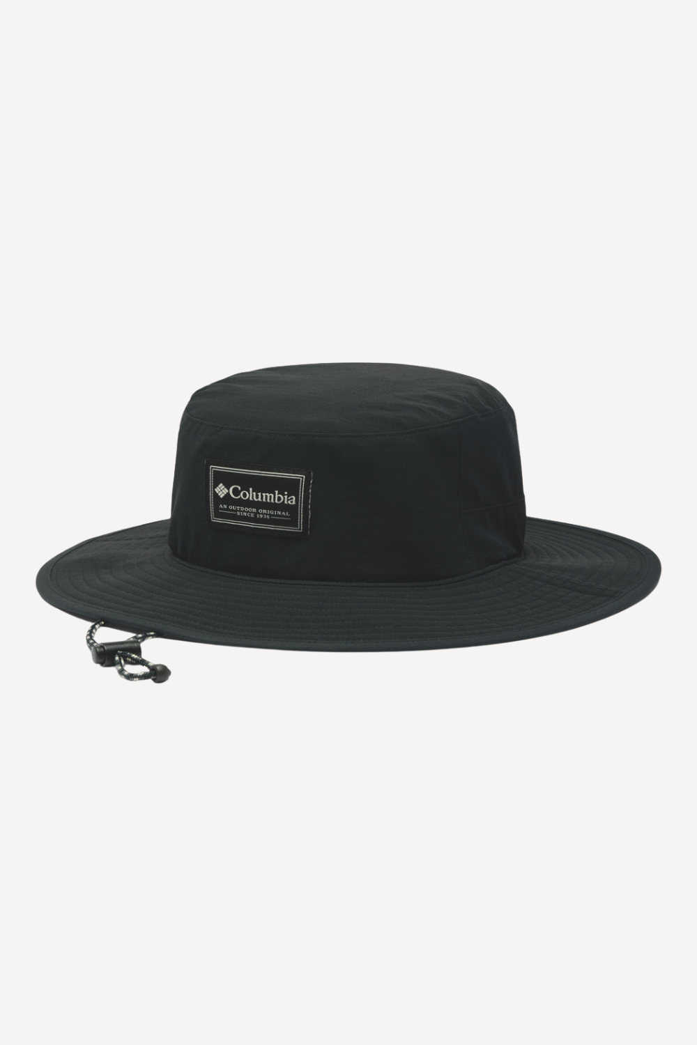 Chapeau anti-UV noir Columbia UPF 50+, idéal pour se protéger du soleil lors d'activités extérieures.