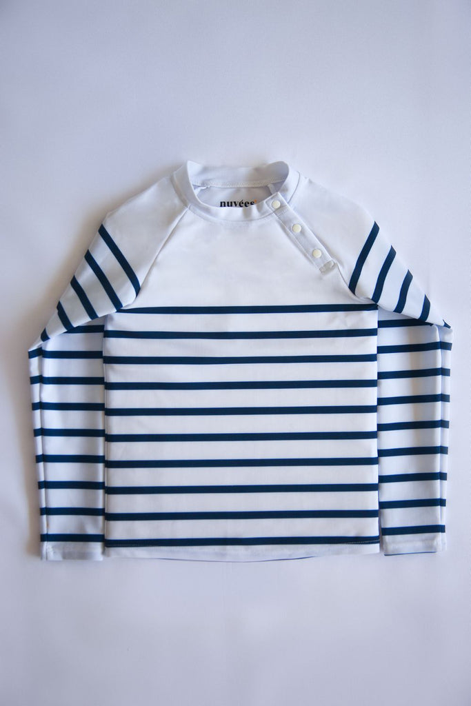 Tee-shirt-de-bain-enfant-mariniere-blanche-Nuvees-KERSUN