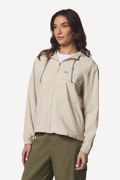 Veste anti-UV - Skien Valley beige pour femme, légère et respirante avec protection solaire UPF 50+.