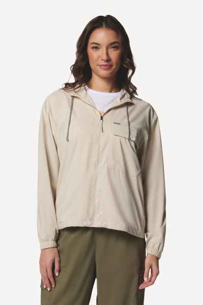 Veste anti-UV - Skien Valley beige pour femme, légère, respirante avec protection solaire UPF 50+.