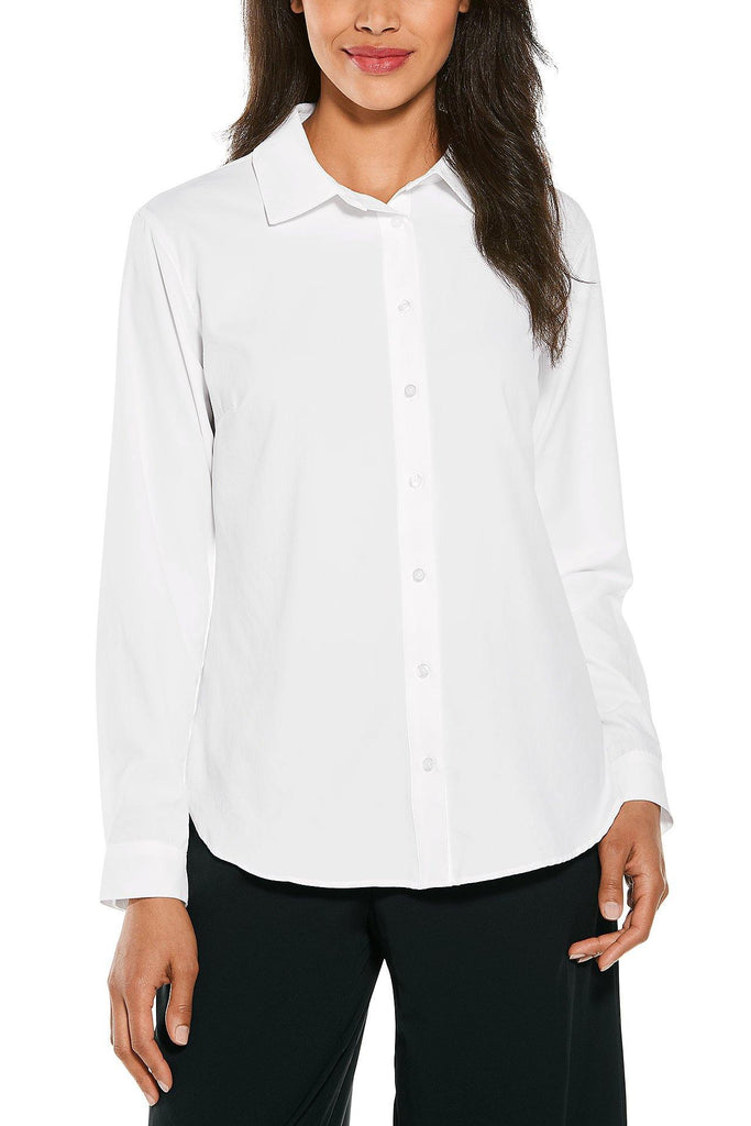 Chemise anti UV femme Coolibar Rhodes blanc - Face