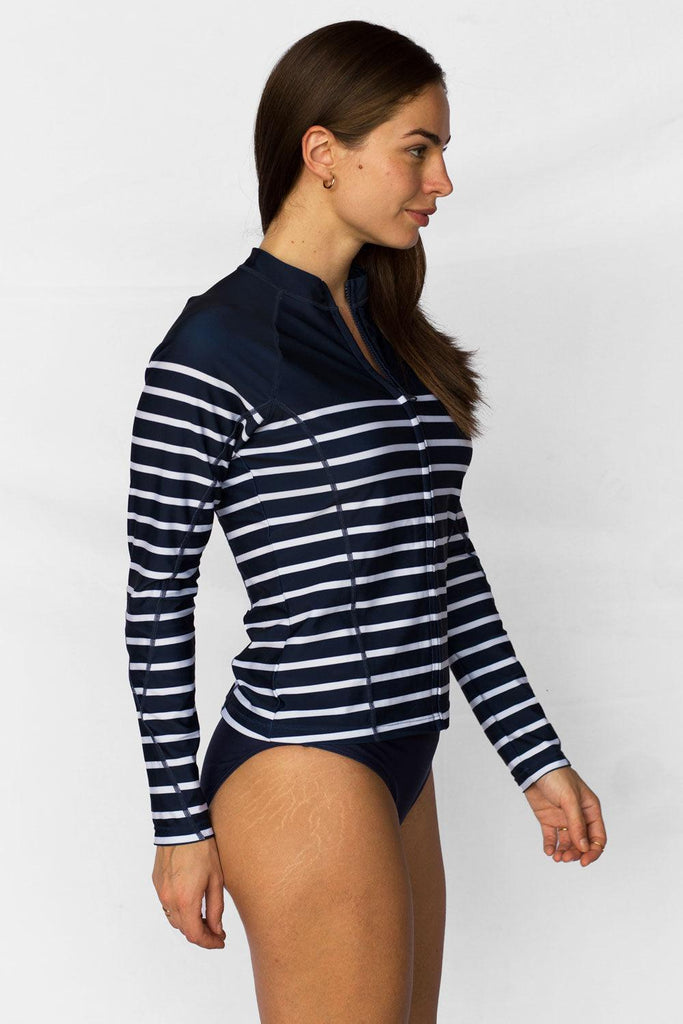 Veste de bain anti-UV femme - Marinière Inversée - Nuvées - KER-SUN