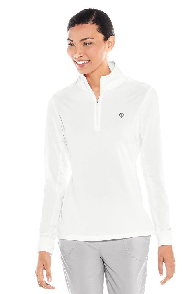 Polo zippé de sport Anti UV blanc - Femme - Coolibar - Devi Fitness